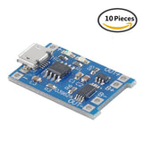 TP4056 Charging Module with Battery Protection 18650 BMS 5V Micro USB 1A 18650 Charging Board(Pack of 10)