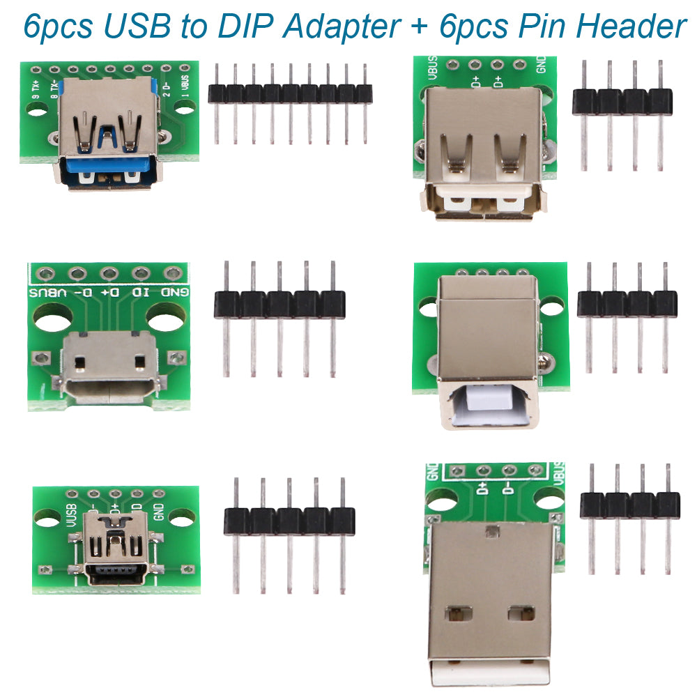 Ydmyge Instruere Bestået USB Type B Adapter Square Interface Female to DIP PCB Power Breakout B –  MakerFocus