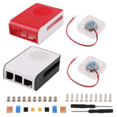 2pcs Raspberry Pi 4b Case RPI ABS Plastic Buckle Case with Raspberry Pi LED Color Cooling Fan