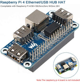 Raspberry Pi 4 Expansion Board Ethernet/USB HUB HAT 5V, with 1 RJ45 10/100M Ethernet Port