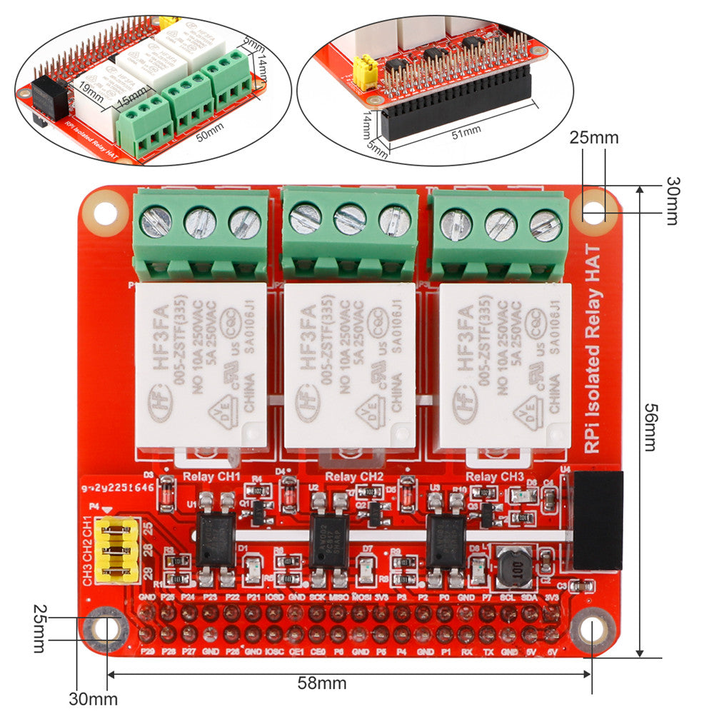 Raspberry Pi Relay Module Expansion Board with Isolated Optocoupler –  MakerFocus