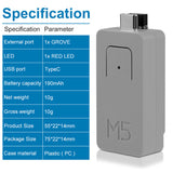 External Rechargeable Lithium Battery 190mAh Portable Power IP5303 Chip Atom TailBat for M5Stack
