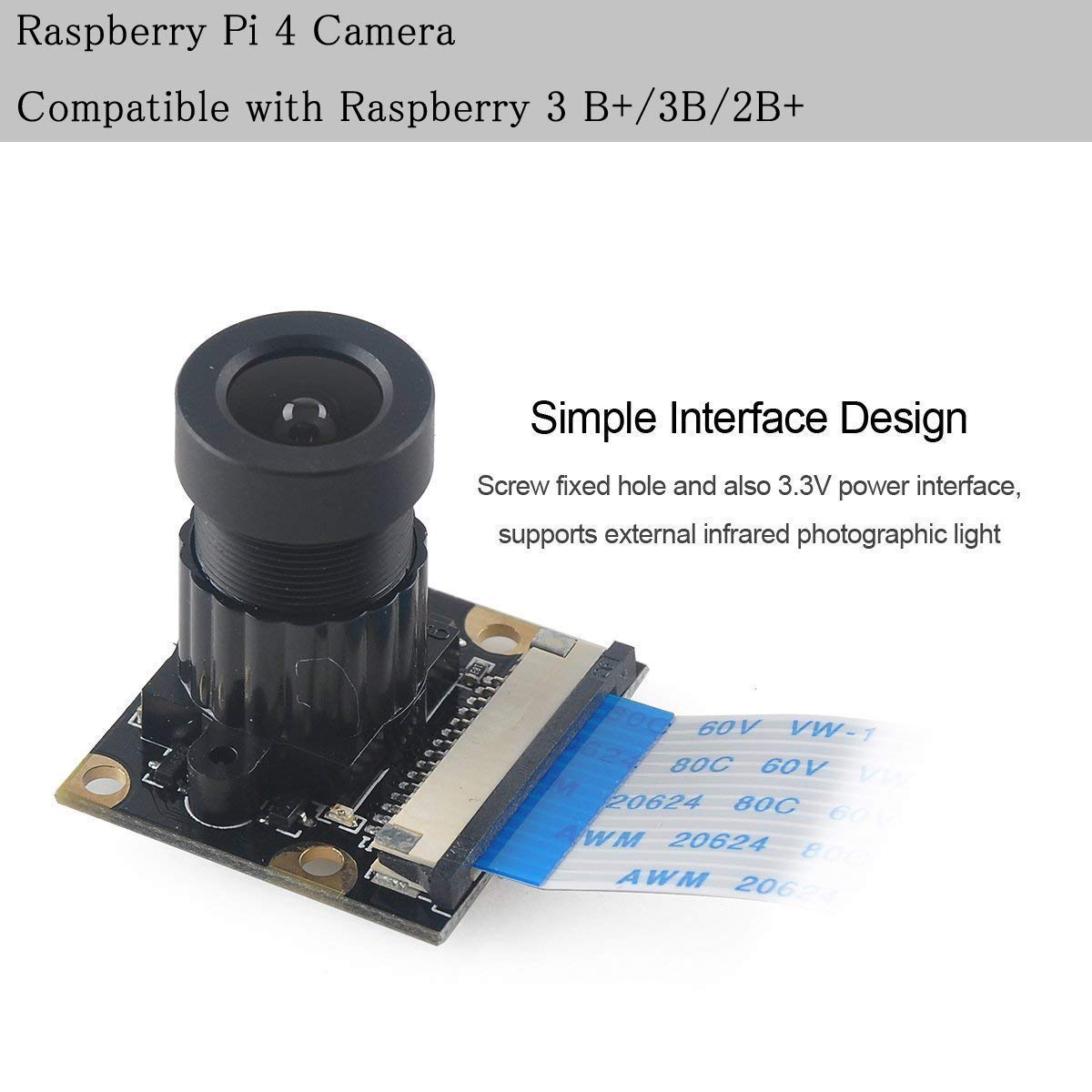 MakerFocus Raspberry Pi 4 Camera Night Vision AdjustableFocus Compati