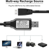 2pcs USB Charger Cable 1A Crazepony for 2S 7.4V LiPo Battery RC Quadcopter FPV Drone