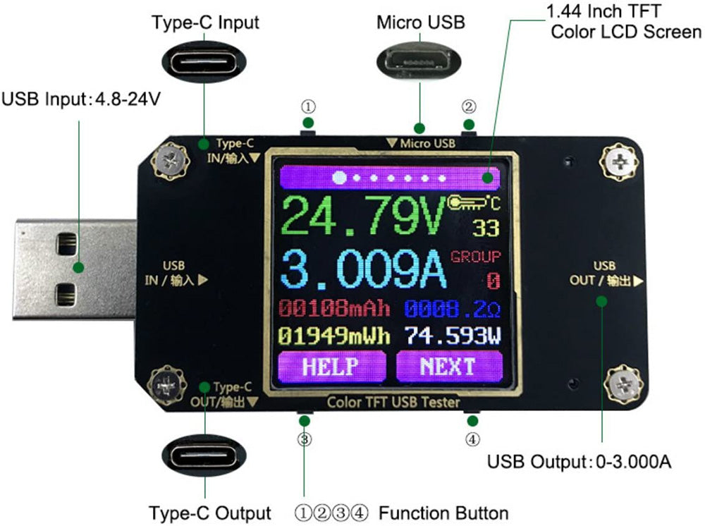 sandhed Blandet Snestorm Current Tester USB Power Meter Digital Voltage Tester Display – MakerFocus