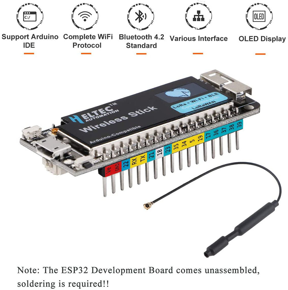 ESP32-Entwicklungsboard mit 0,49 Zoll OLED-Display unterstützt LoRa Wi –  MakerFocus
