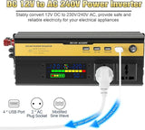 Seamuing 2200W Power Inverter DC 12V to AC 240V Vehicle Inverters 2 AC Plug Sockets & 4 USB Ports 5V/2.4A Car Converter