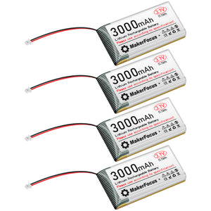 Makerfocus 3.7V 3000mAh Lithium Rechargeable Battery 1S 3C LiPo Battery (Pack of 4)