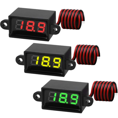 4 stuks 0,28 inch mini digitale voltmeter led-display, meetbereik DC 2,5 V-30 V twee-draads spanningszoeker, 4 kleuren: rood/geel/groen/blauw 4 stuks 0,28 inch mini digitale voltmeter led-display, meetbereik DC 2,5 V-30 V twee-draads spanningszoeker, 4 kleuren: rood/geel/groen/blauw