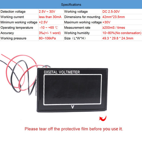 MakerFocus 4pcs 0.56 Inch Waterproof Two-Wires DC 2.5-30V Digital Display Voltmeter