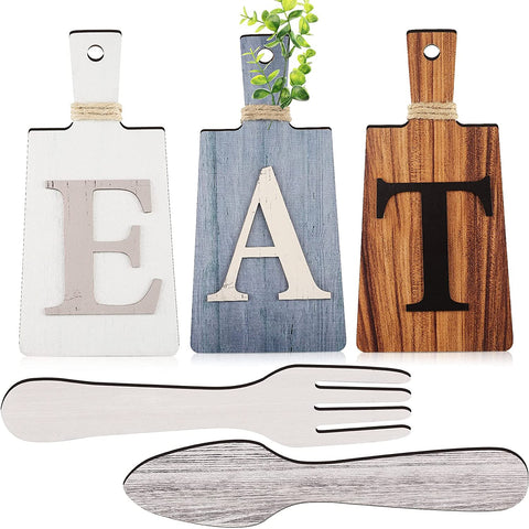 Eat Sign Kitchen Wall Decor - MakerFocus Rustic Farmhouse Decor Hanging Wooden Letters Country Wall Art Decorative Eat Letters for Home or Dining Room Decoration