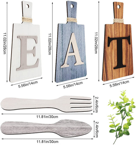 Eat Sign Kitchen Wall Decor - MakerFocus Rustic Farmhouse Decor Hanging Wooden Letters Country Wall Art Decorative Eat Letters for Home or Dining Room Decoration
