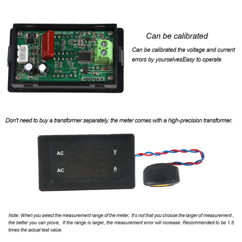 MakerFocus 2pcs Digital AC Voltage Meter 0.39inch AC100V~300V/0.00~50A
