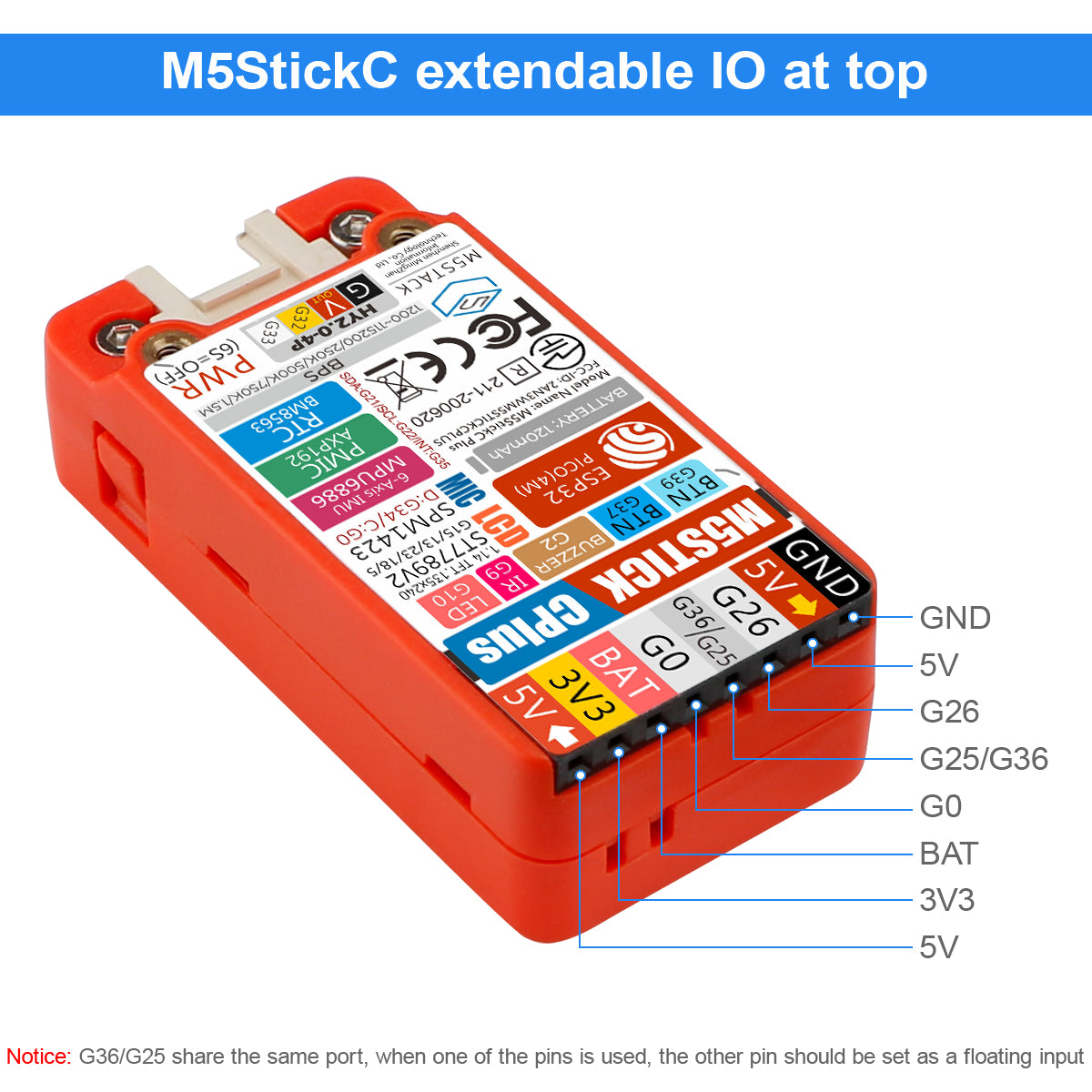 M5Stack M5StickC PLUS ESP32-PICO Mini IoT Development Kit - OKdo
