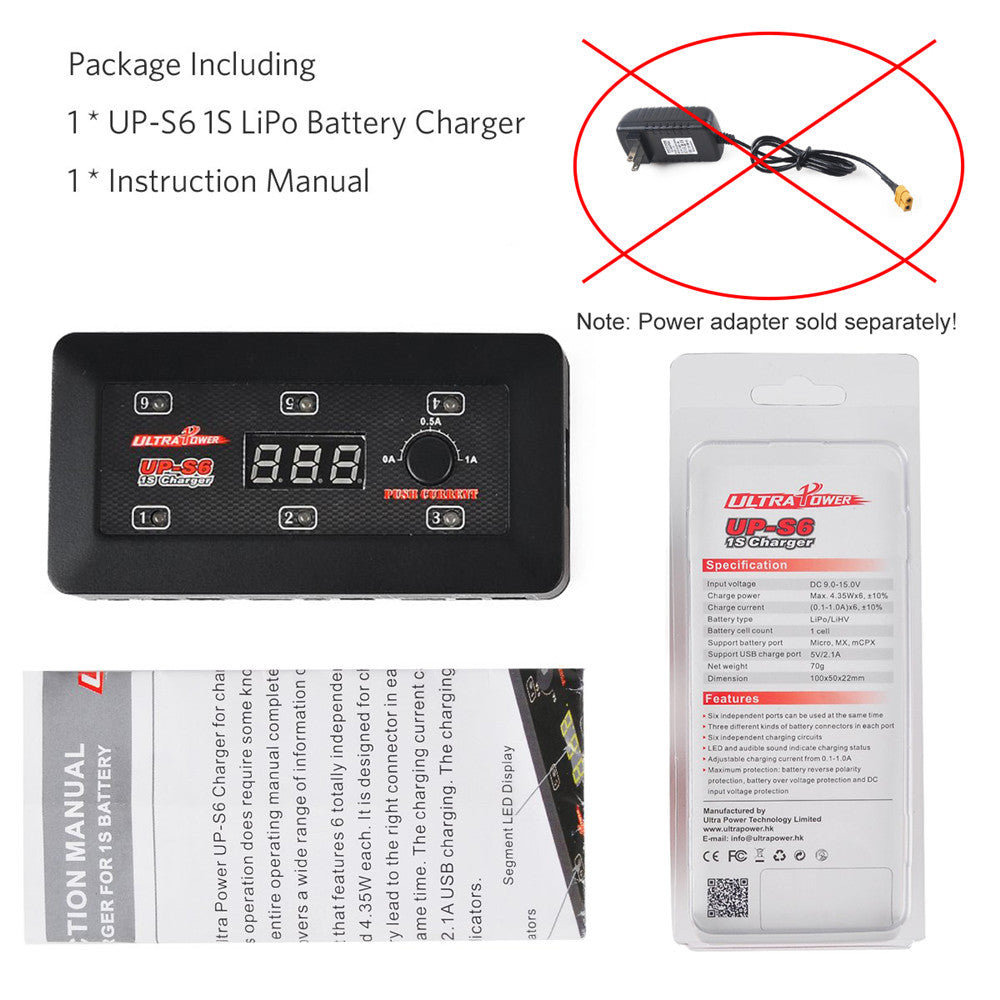 Carte De Charge Série 1S, Chargeur De Batterie LiPo 6 Canaux, Prise PH2 0 A30 Carte De Charge Série 1S, Chargeur De Batterie LiPo 6 Canaux, Prise PH2 0 A30