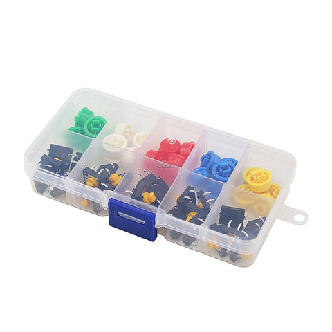 Tactile Switch 25pcs Tactile Push Button Switch 4 Pins SMD PCB Micro and Box for Arduino