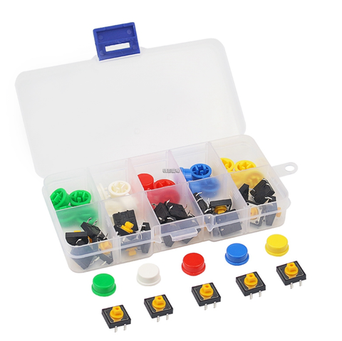 Tactile Switch 25pcs Tactile Push Button Switch 4 Pins SMD PCB Micro and Box for Arduino