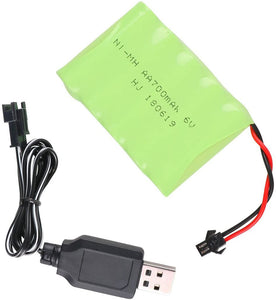 NI-MH Battery 6v 700mAh High Capacity Spare Battery Pack with SM 2P Plug Connector USB Charging