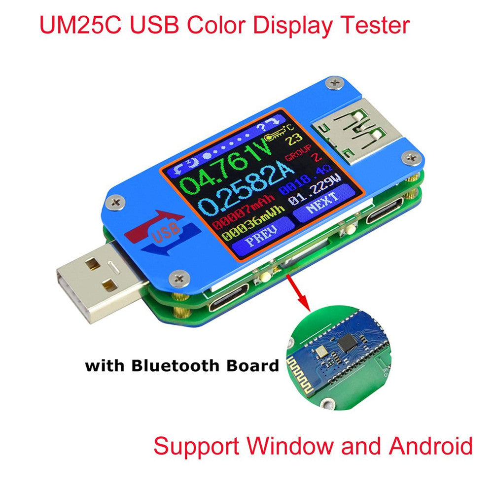 UM25C Color LCD Display Tester, 1.44 Inch 5A USB 2.0 Type- C Bluetooth ...