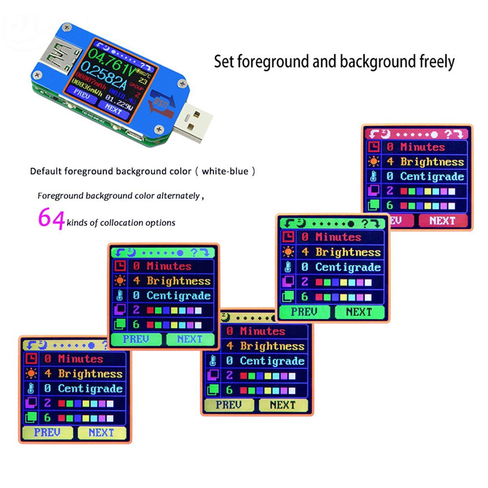 Tester Display Unit UM25C Color LCD Display Tester, 1.44 Inch 5A USB 2.0 Type- C Bluetooth ...