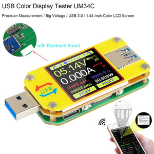 UM34C USB Meter Tester Voltage Current Bluetooth Battery Power Charger Voltmeter Ammeter Multimeter