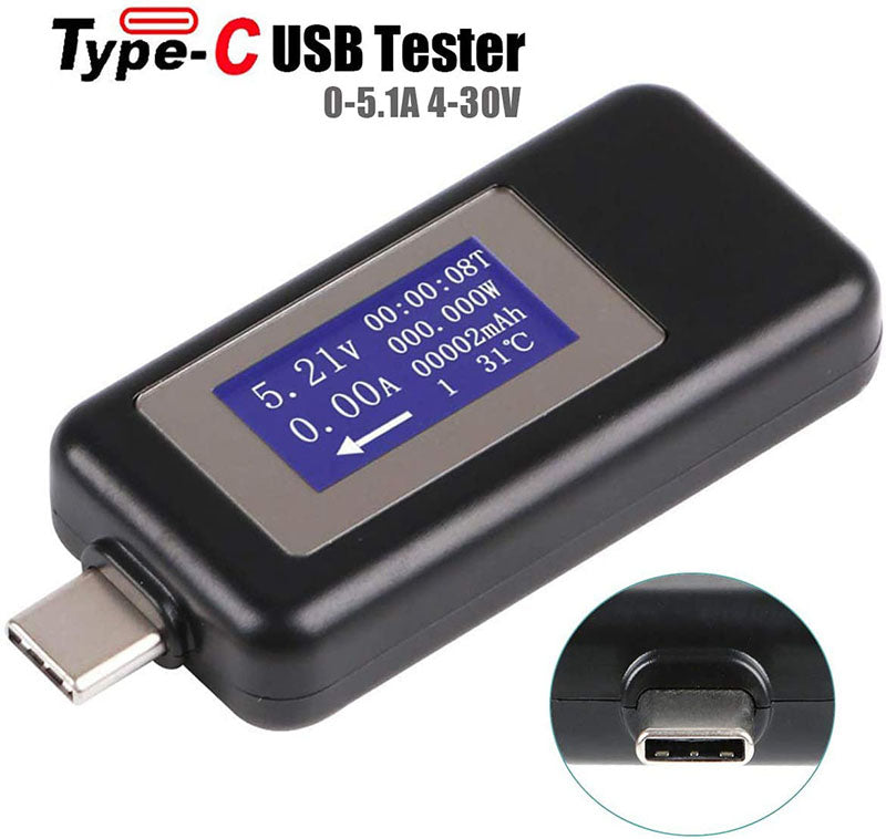 Type-C USB Tester Voltmeter Meter  and Current Tester 0-5.1A 4-30V USB Power Meter