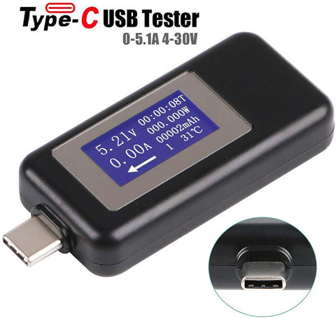 Type-C USB Tester Voltmeter Meter  and Current Tester 0-5.1A 4-30V USB Power Meter