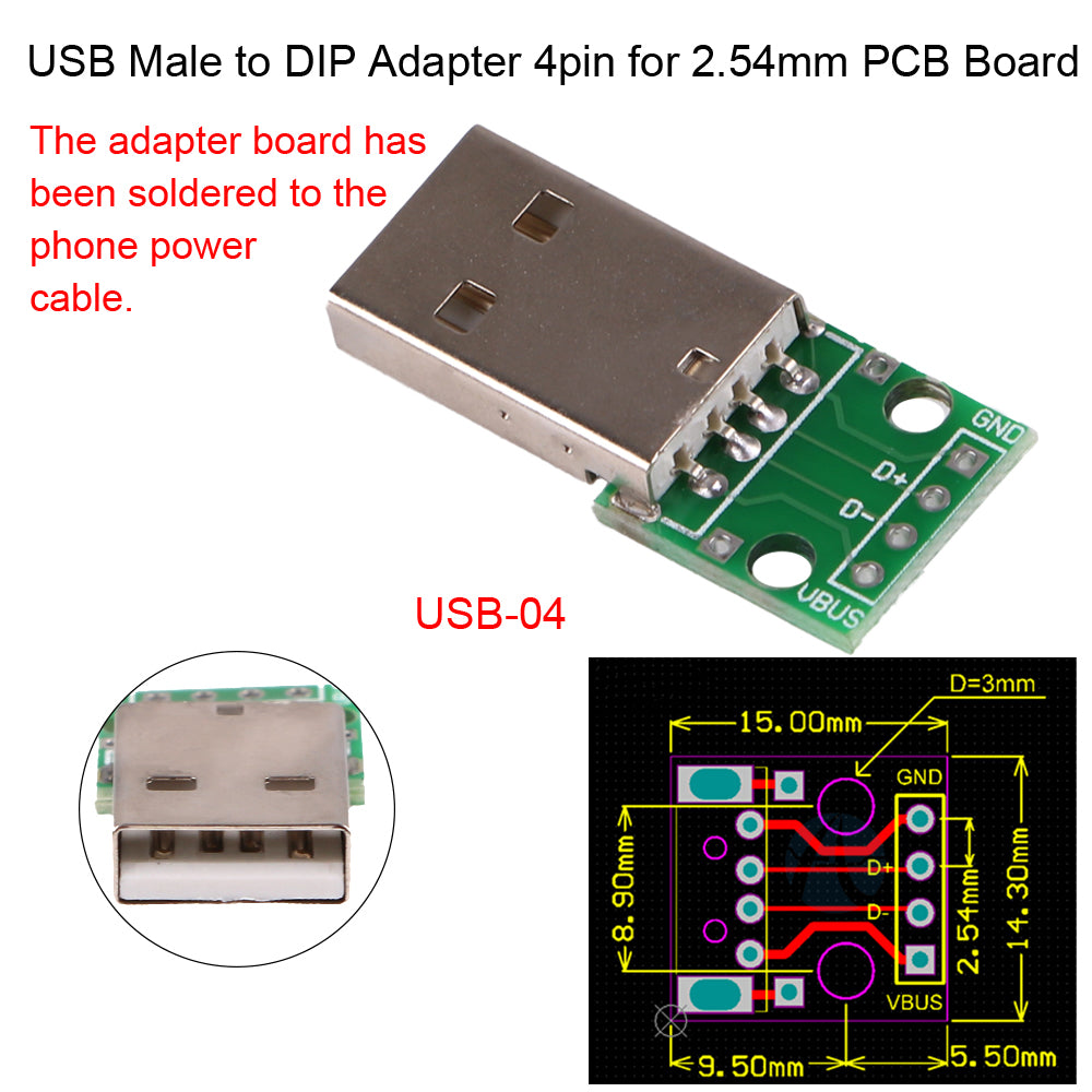 Usb Pcb Adapter USB Type B Adapter Square Interface Female to DIP PCB Power Breakout B ...