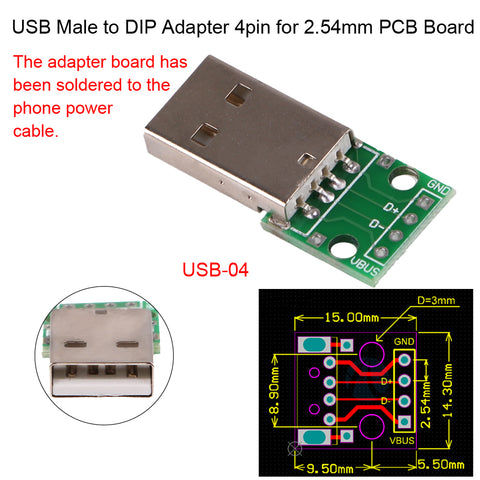 USB Type B Adapter Square Interface Female to DIP PCB Power Breakout Board Module