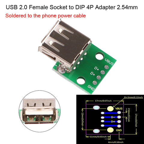 USB Type B Adapter Square Interface Female to DIP PCB Power Breakout Board Module