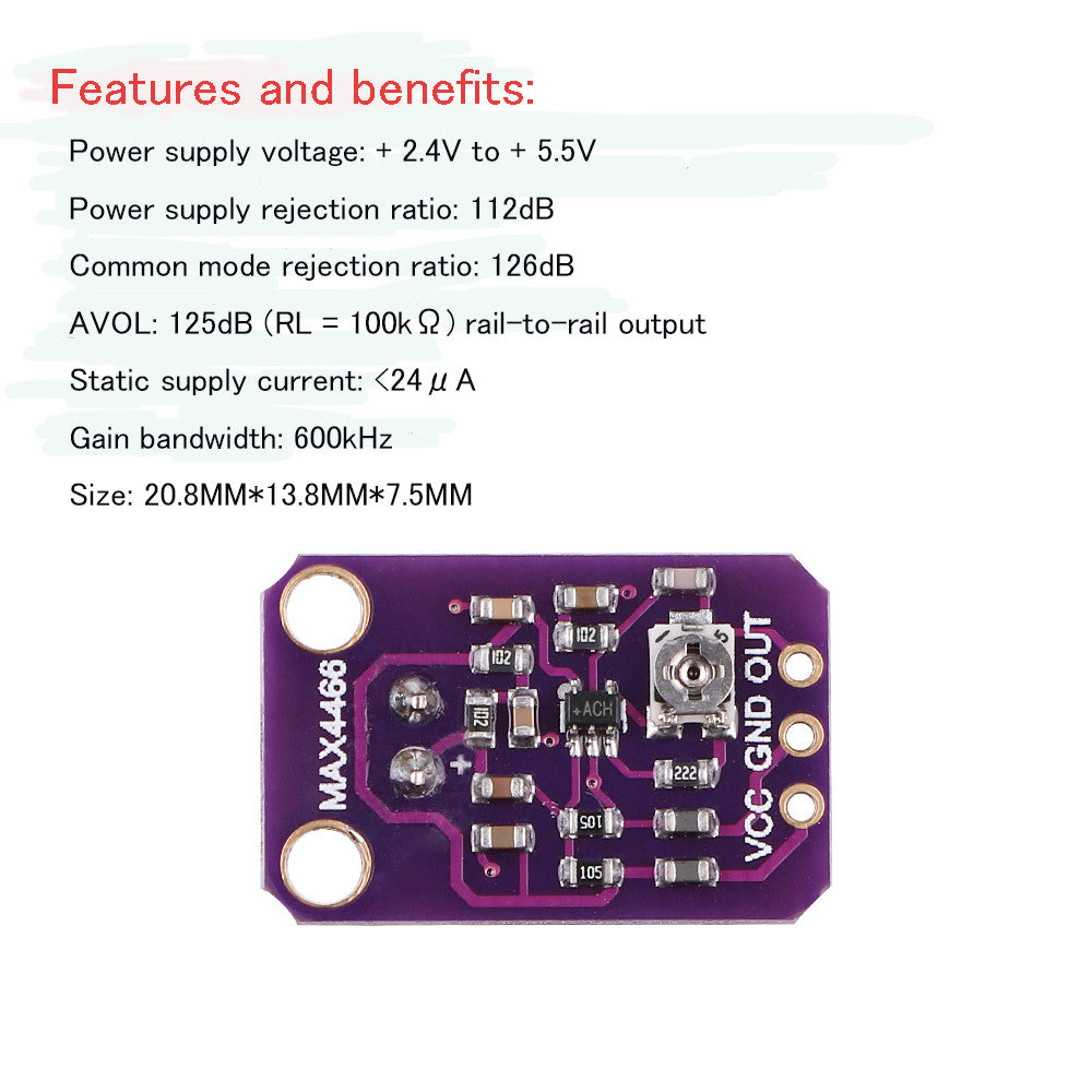 Microphone Amplifier Module GY-MAX4466 Breakout Sensor with Adjustable ...