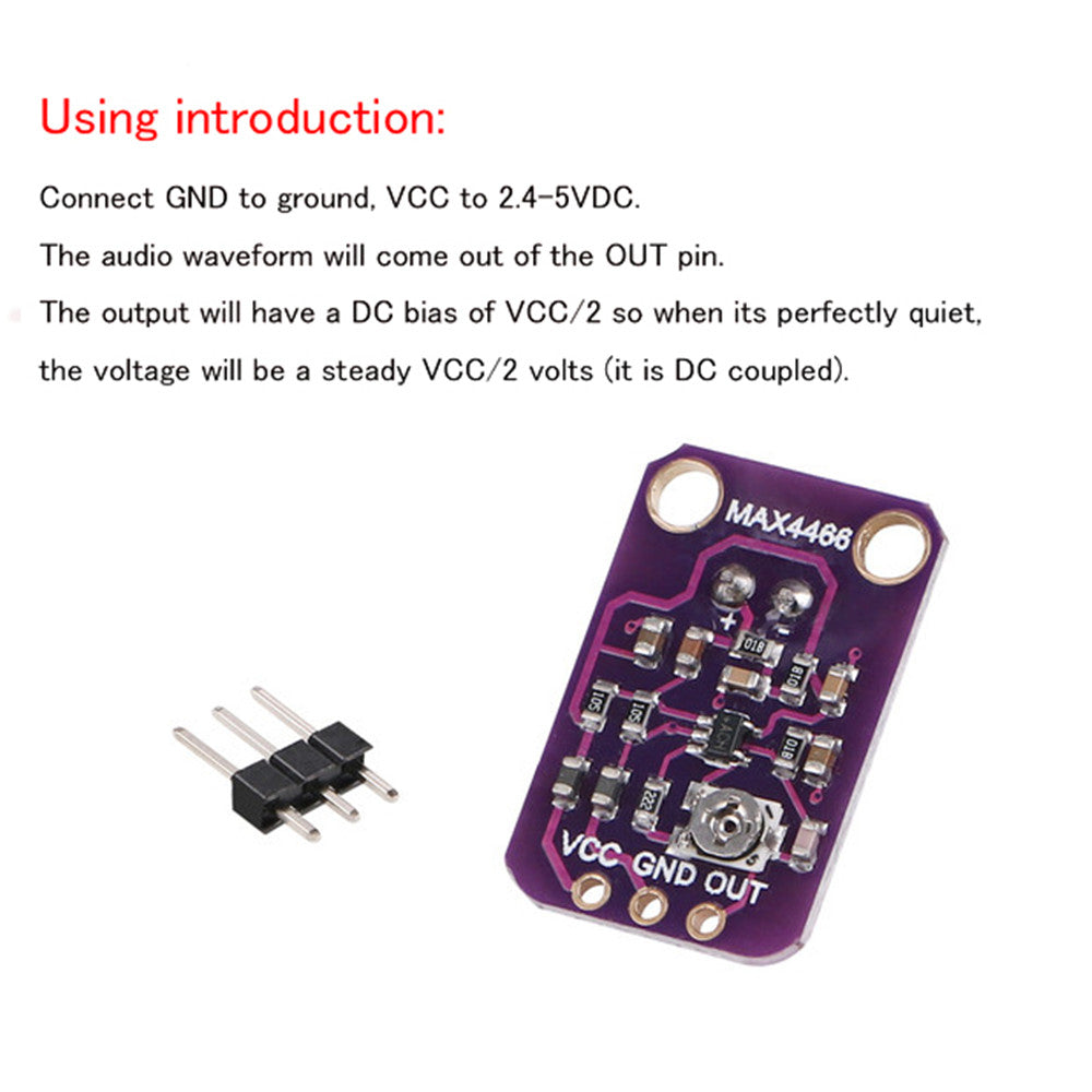 Module Micro Max4466 Microphone Amplifier Module GY-MAX4466 Breakout Sensor with Adjustable ...