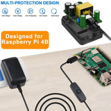 MakerFocus 5V 3A Type-C with Switch Button AC Adapter for Rasberry Pi 4 with Heat Sink Set