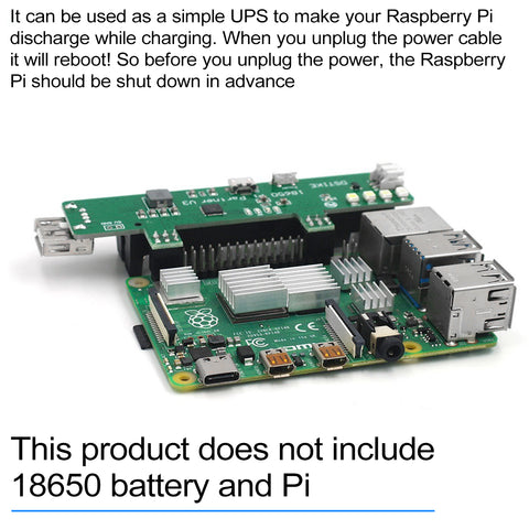 Raspberry Pi 4B UPS 18650 Power Supply Board DSTIKE 18650 Pi Partner V3 with 5V Input Micro USB