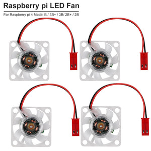 4pcs Raspberry Pi 4   LED Cooling Fan for Raspberry Pi 4 Model B  Raspberry Pi 3B+ 3B 2B+