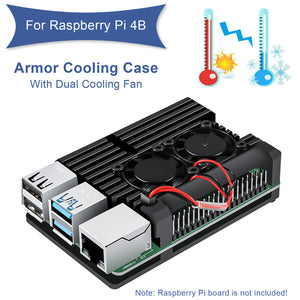 New Raspberry Pi 4B Case Raspberry Pi 4 Model B Aluminum Alloy Case  Cooling Fan