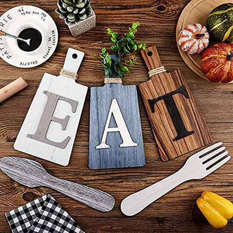 Eat Sign Kitchen Wall Decor - MakerFocus Rustic Farmhouse Decor Hanging Wooden Letters Country Wall Art Decorative Eat Letters for Home or Dining Room Decoration