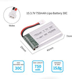 6pcs 1S 3.7V 750mAh Lipo Battery 30C with 6-in-1 Charger Molex Plug for Syma X5 X5A X5SW X5C X5C-1