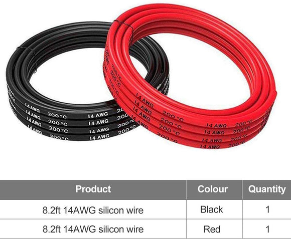 14 Gauge Silicone Wire 14AWG Wire 16.4ft (8.2ft Black and 8.2ft Red) Soft and Flexible