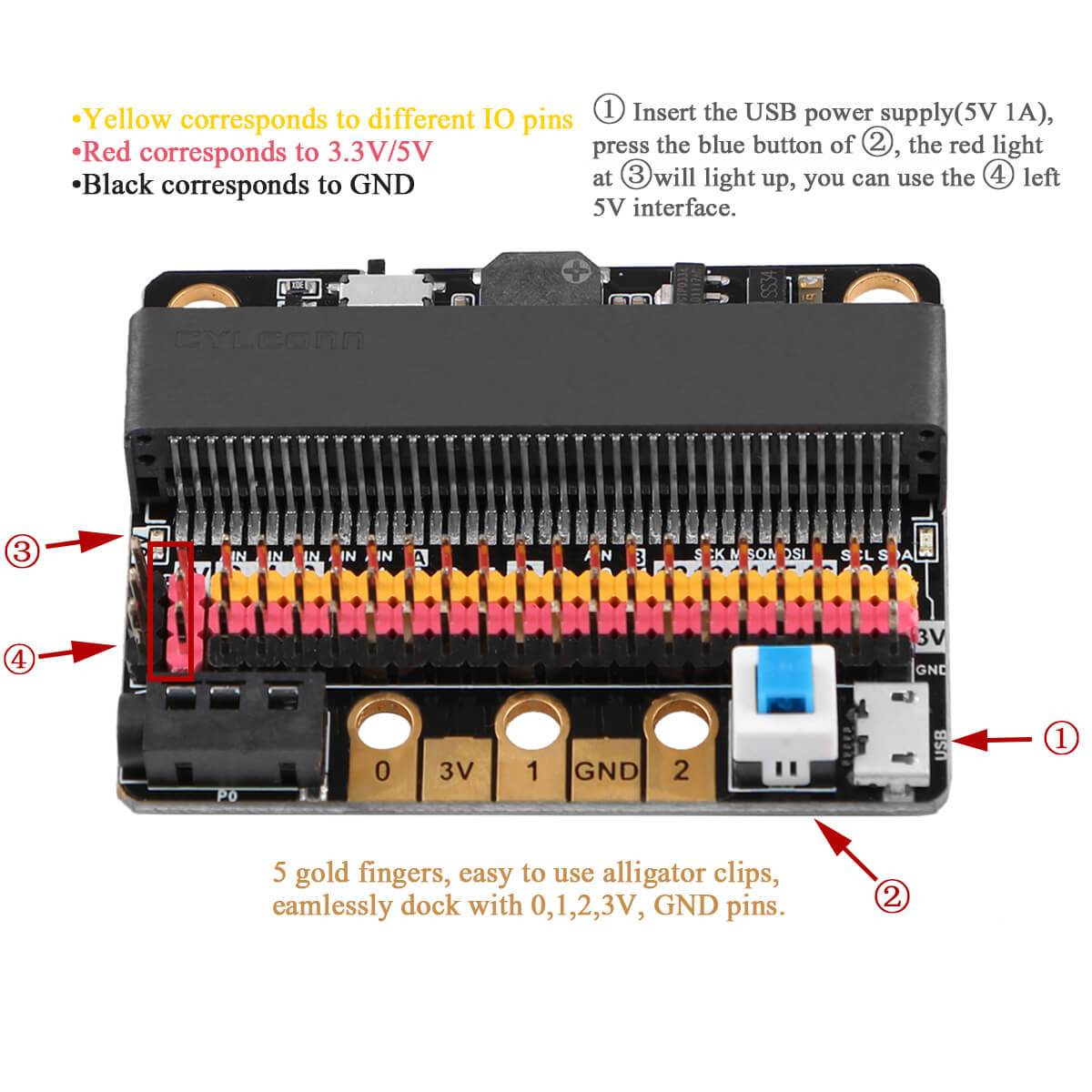 Bbc Micro Bit Adapter MakerFocus BBC Micro:bit Expansion Board Breakout Adapter Shield with ...