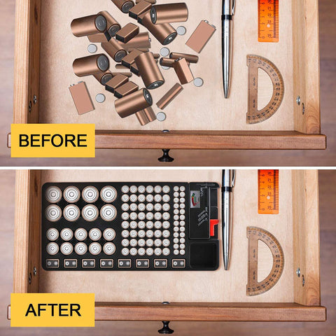 Battery Organizer Storage Case holds 110 Different Size Batteries Slot for AAA, AA, 9V, C, D