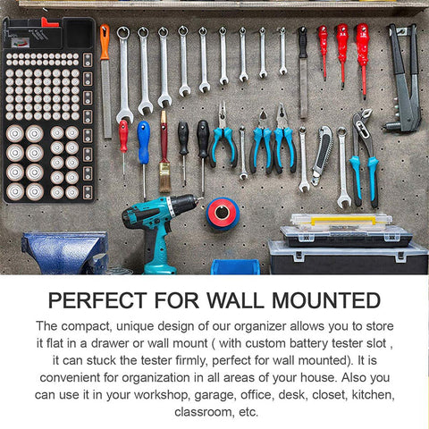 Battery Organizer Storage Case holds 110 Different Size Batteries Slot for AAA, AA, 9V, C, D