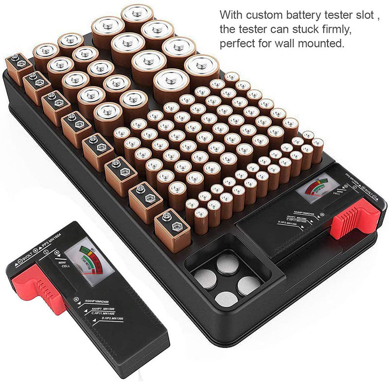 Battery Organizer Storage Case holds 110 Different Size Batteries