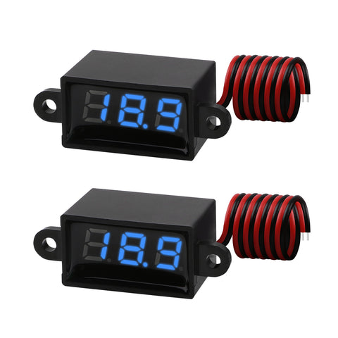MakerFocus 2pcs Mini Digital DC Voltmeter 0.28 Inch Two-Wire 3.0V-30V Waterproof