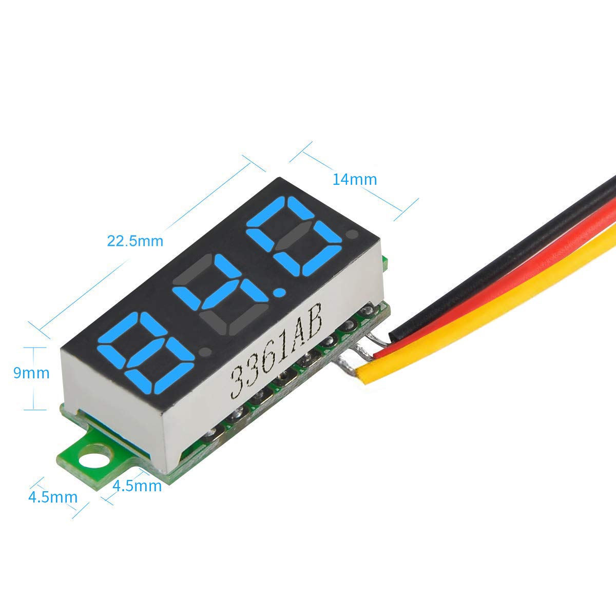 0.36" Digital LED Voltmeter 0-100V DC | 4-Digit 3-Wire Panel Voltage Tester