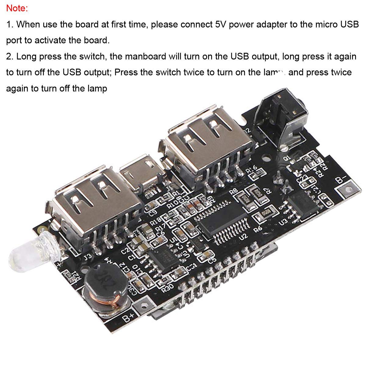 MakerFocus 4pcs Dual USB 5V 1A 2.1A 18650 Battery Charger PCB Module B