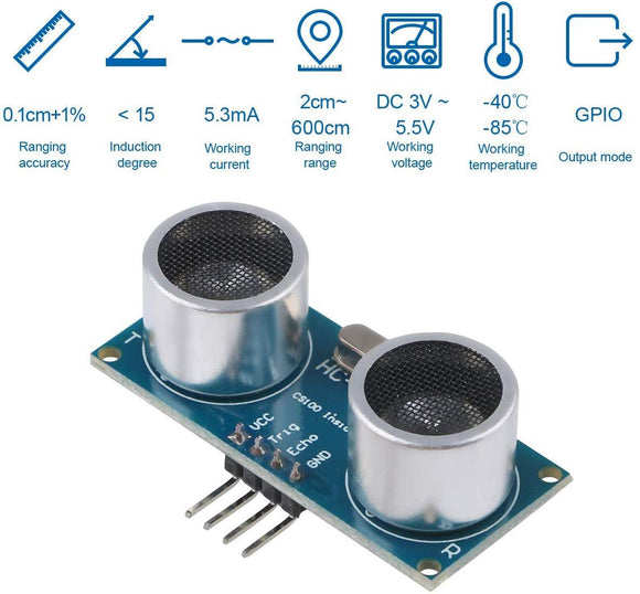 MakerFocus 5Pcs HC-SR04 Ultrasonic Module Distance Sensor Kit with Du-