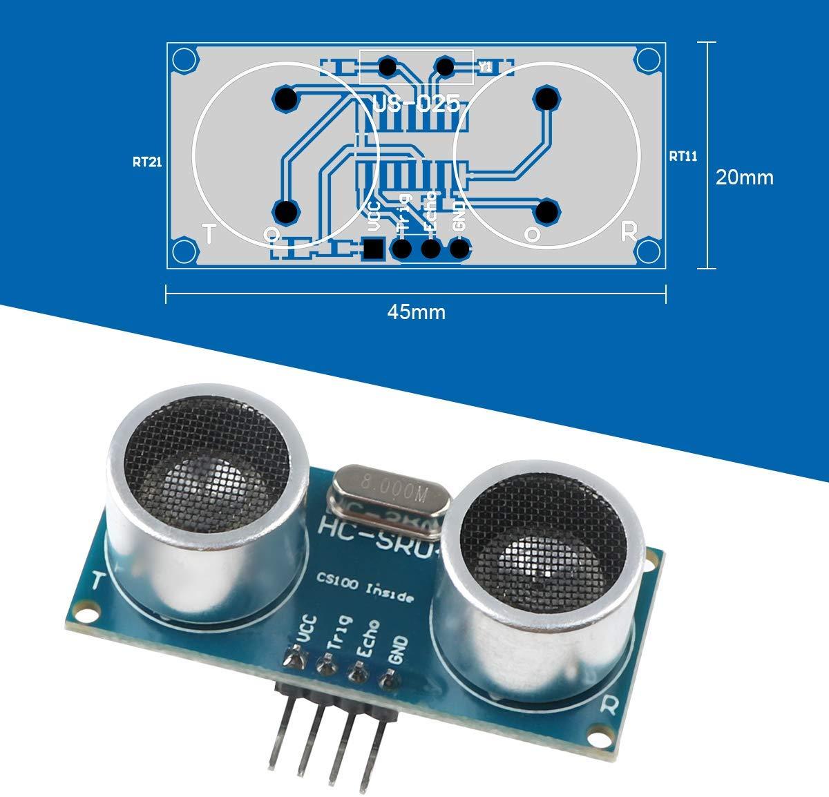 MakerFocus 5Pcs HC-SR04 Ultrasonic Module Distance Sensor Kit with Du-