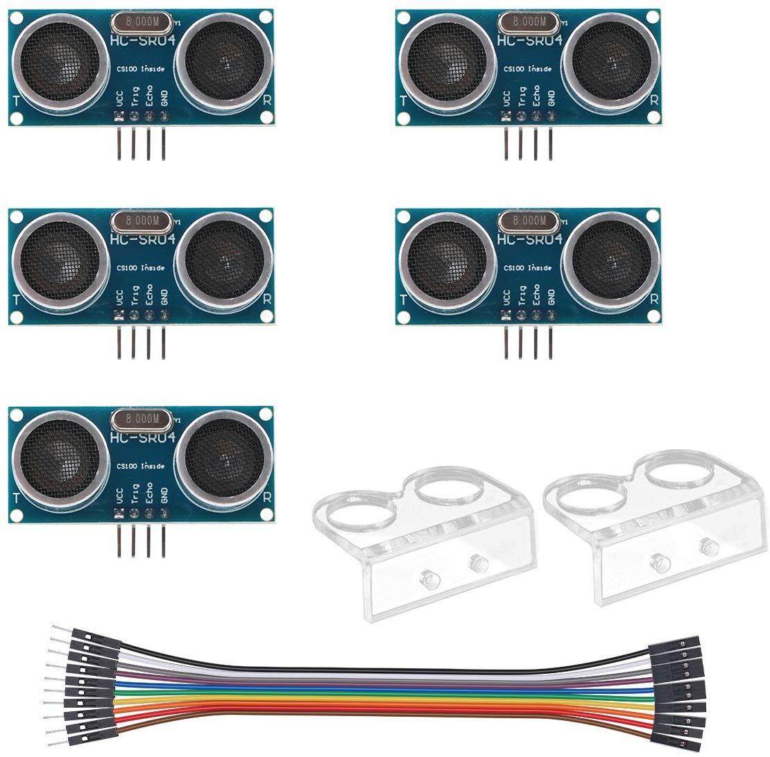 HC-SR04 Ultrasonic Sensor Module - 5 Pack With Cables For Arduino Raspberry Pi Robotics