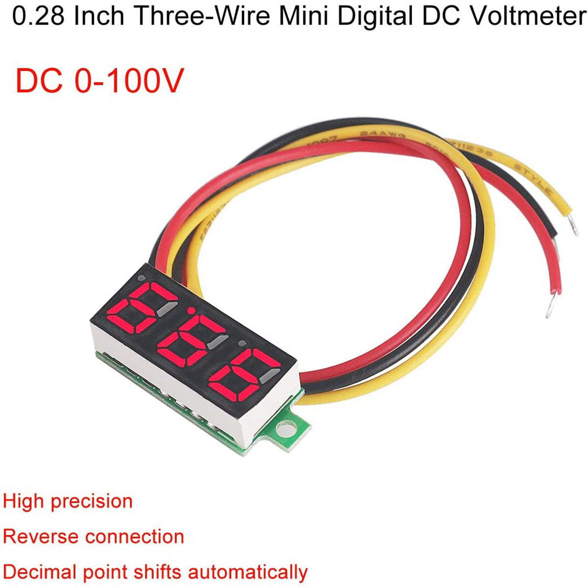 MakerFocus 5pcs Mini Digital Voltmeter DC 0.28 inch Three-Line DC 0-100v Mini Digital Voltmeter Gauge Tester LED Display Reverse Polarity Protection